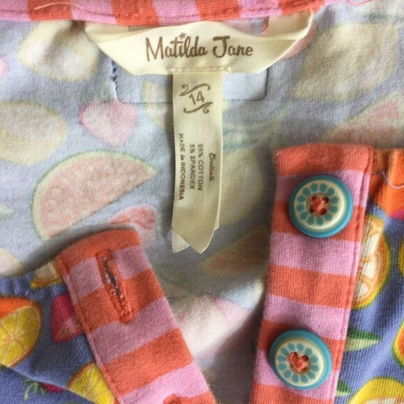 Matilda Jane Girls Tutti Fruity Colorful Fruit Print Ruffled Romper Multi 14 - Picture 5 of 11